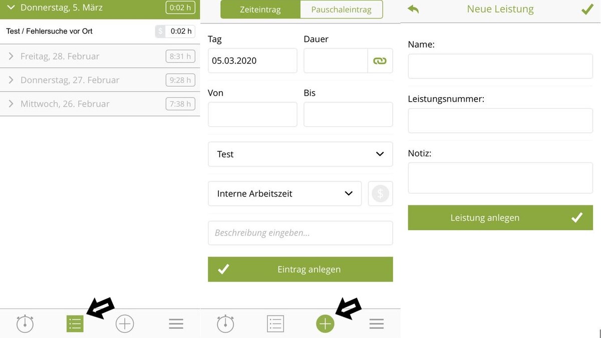 Die Liste unserer favoritisierten Zeiterfassung tablet