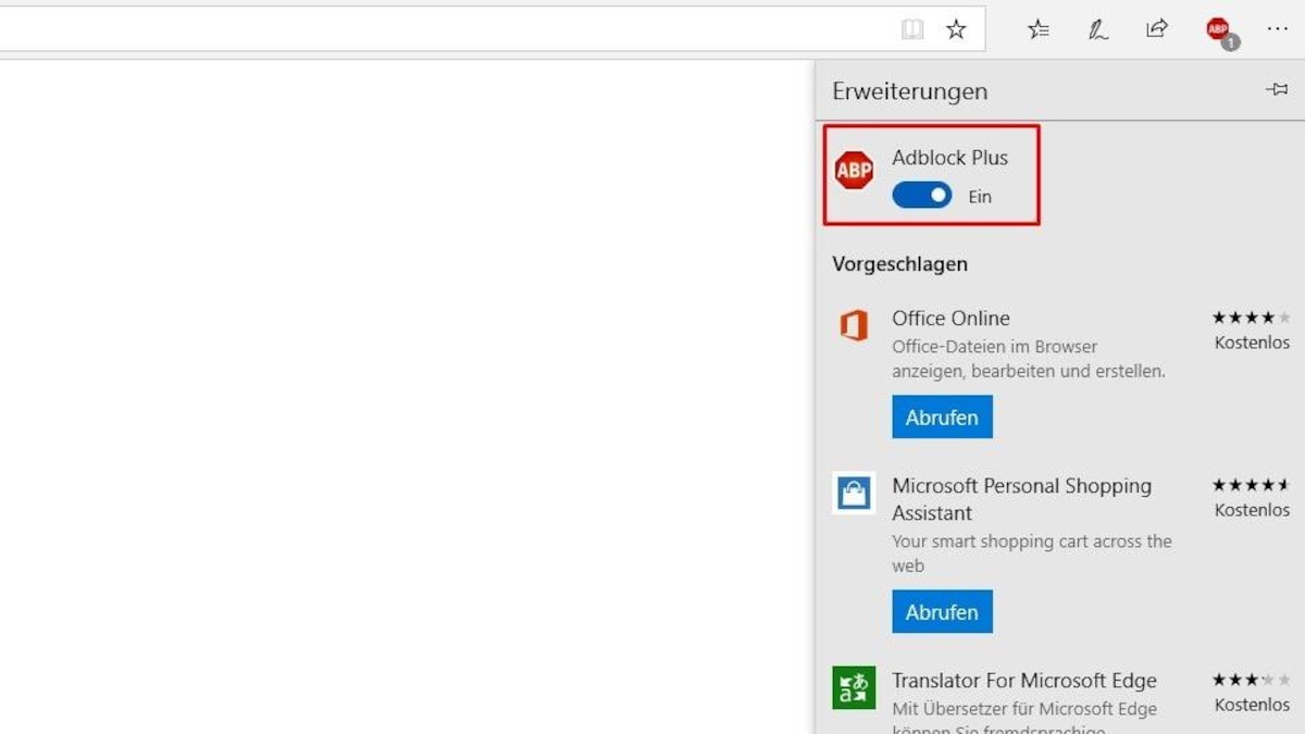 So deaktivieren Sie Adblock im Internet Explorer und in Microsoft Edge.