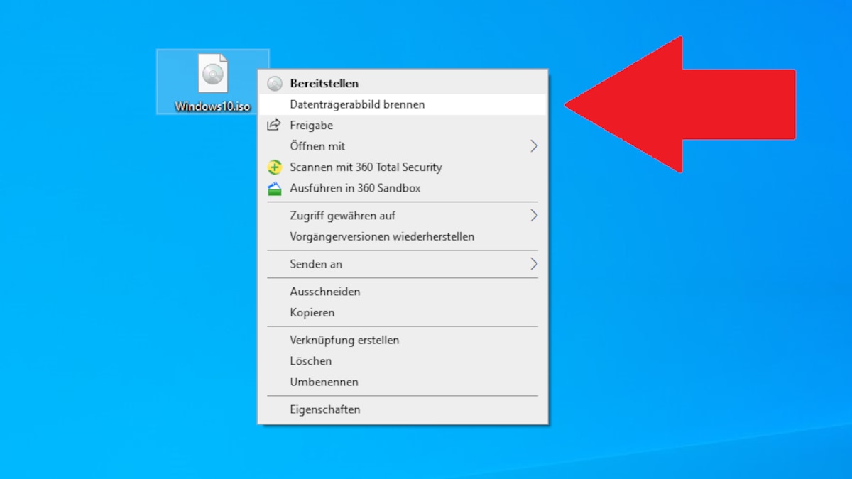 ISO-Datei mit Windows 10 brennen