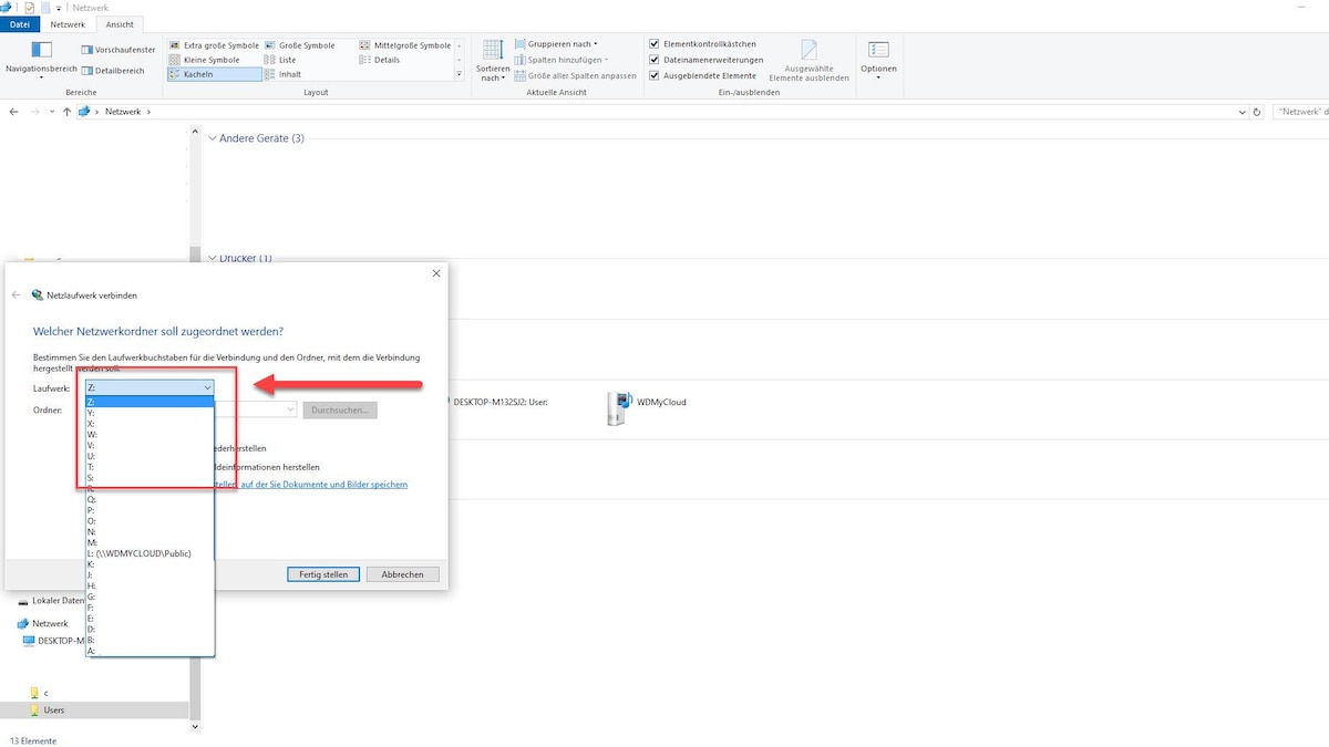 Schritt 3: Laufwerksbuchstaben zuteilen und verbinden