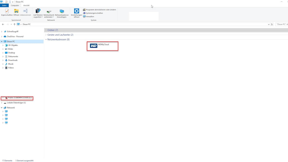 Zugriff auf die WD My Cloud im Explorer als Laufwerk einrichten