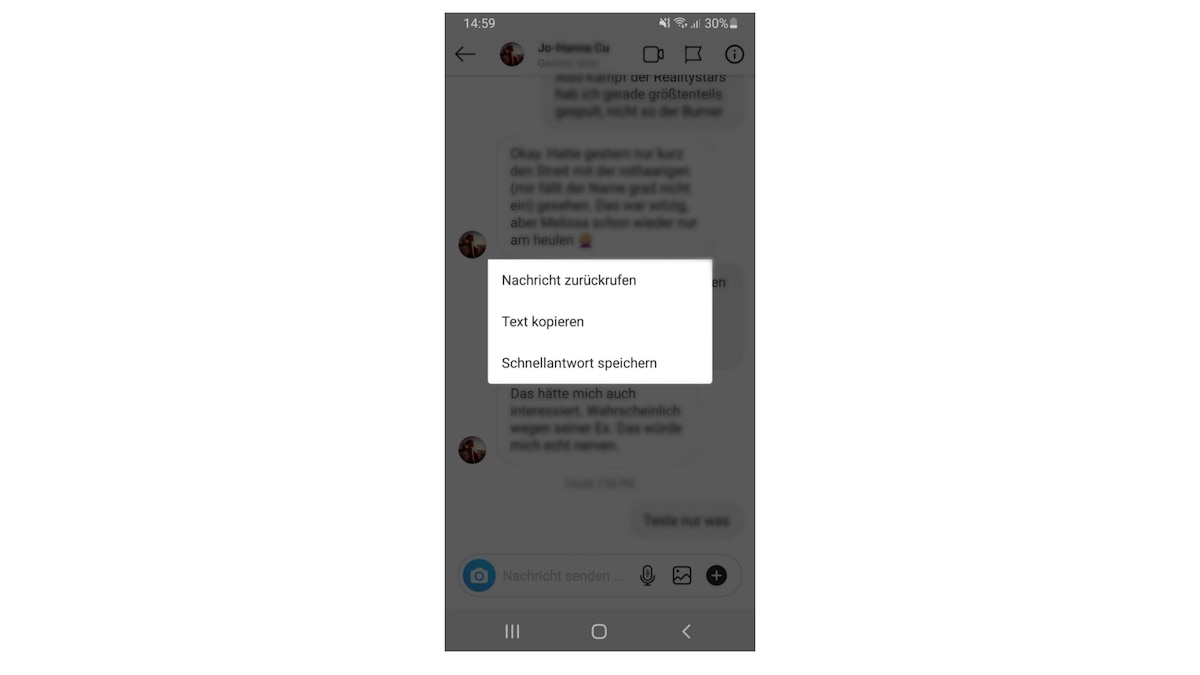 Instagram Screenshot Nachricht zurückrufen 