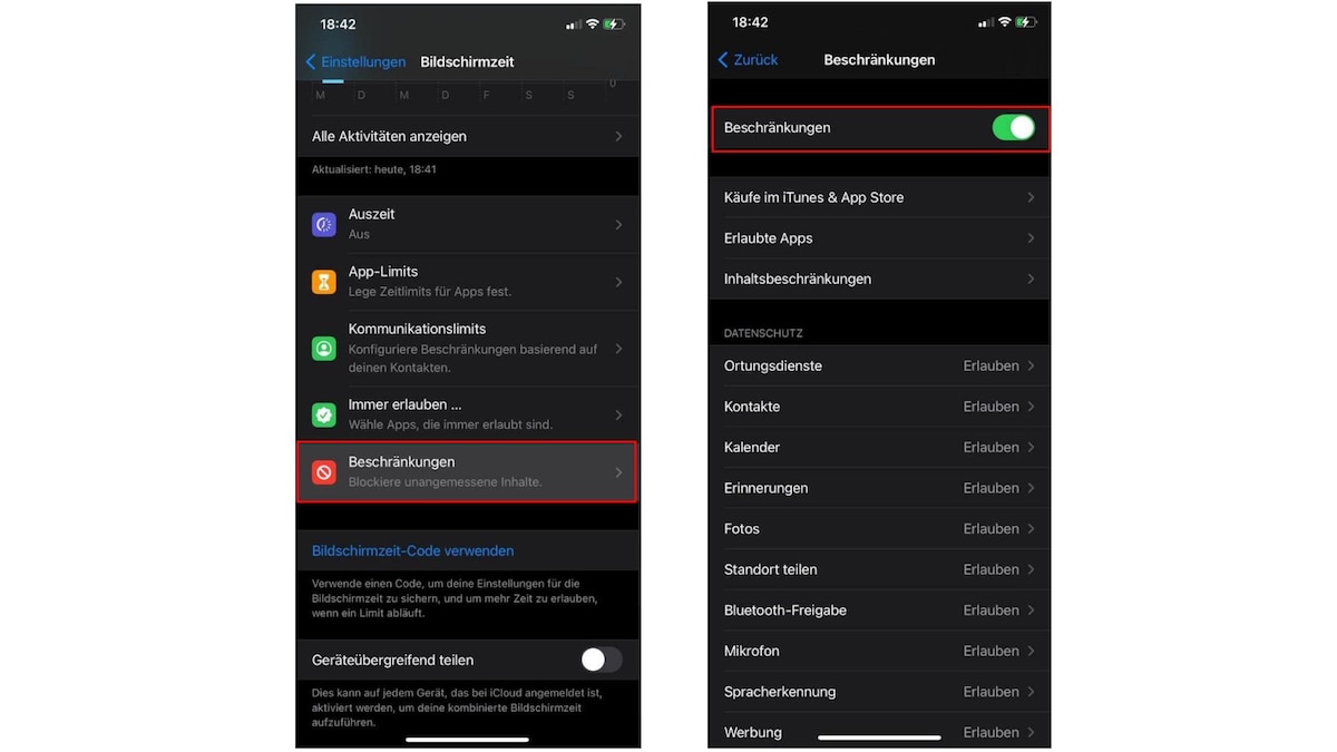 safari ipad kindersicherung Kindersicherung iPhone Screenshot