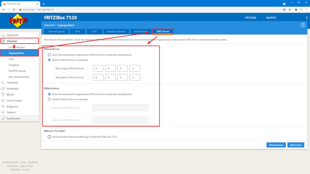 DNS-Server im Router ändern