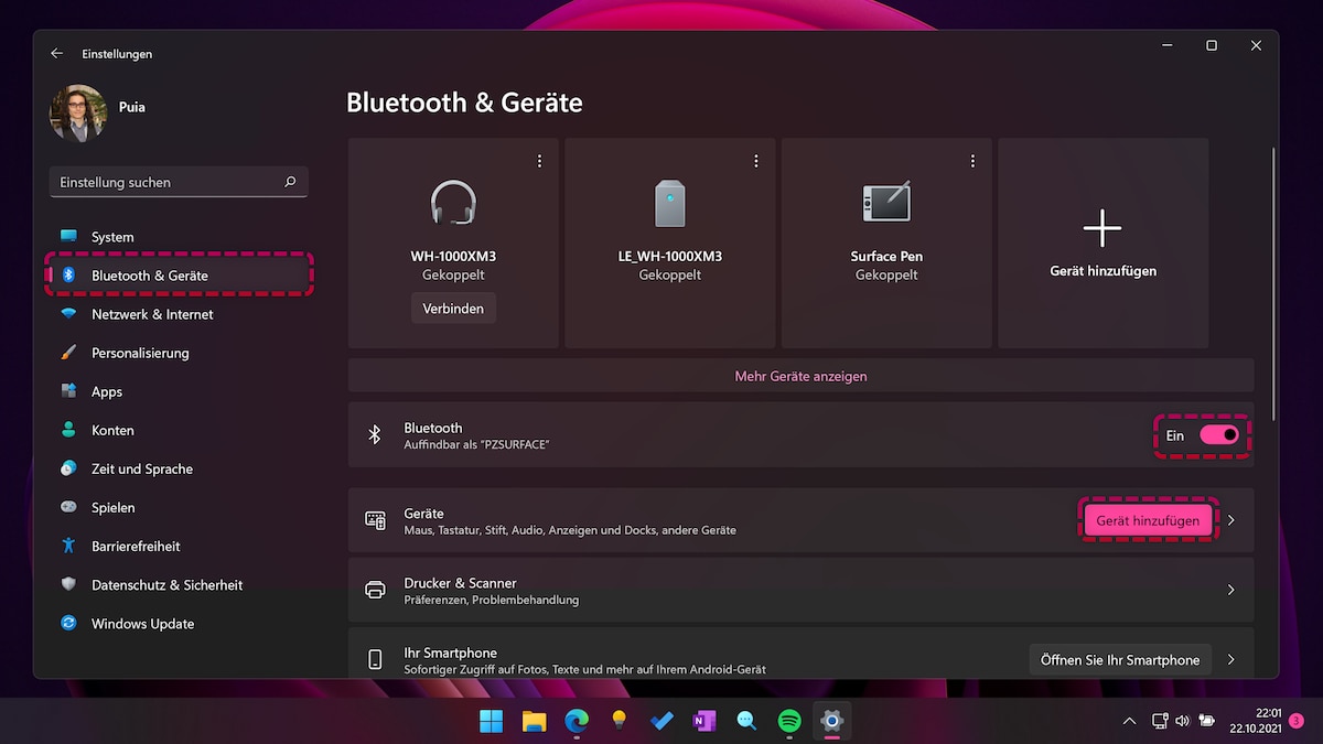 Windows 11 Bluetooth Einstellungen Screenshot