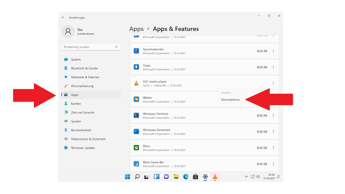 Windows 11: Programme und Apps deinstallieren