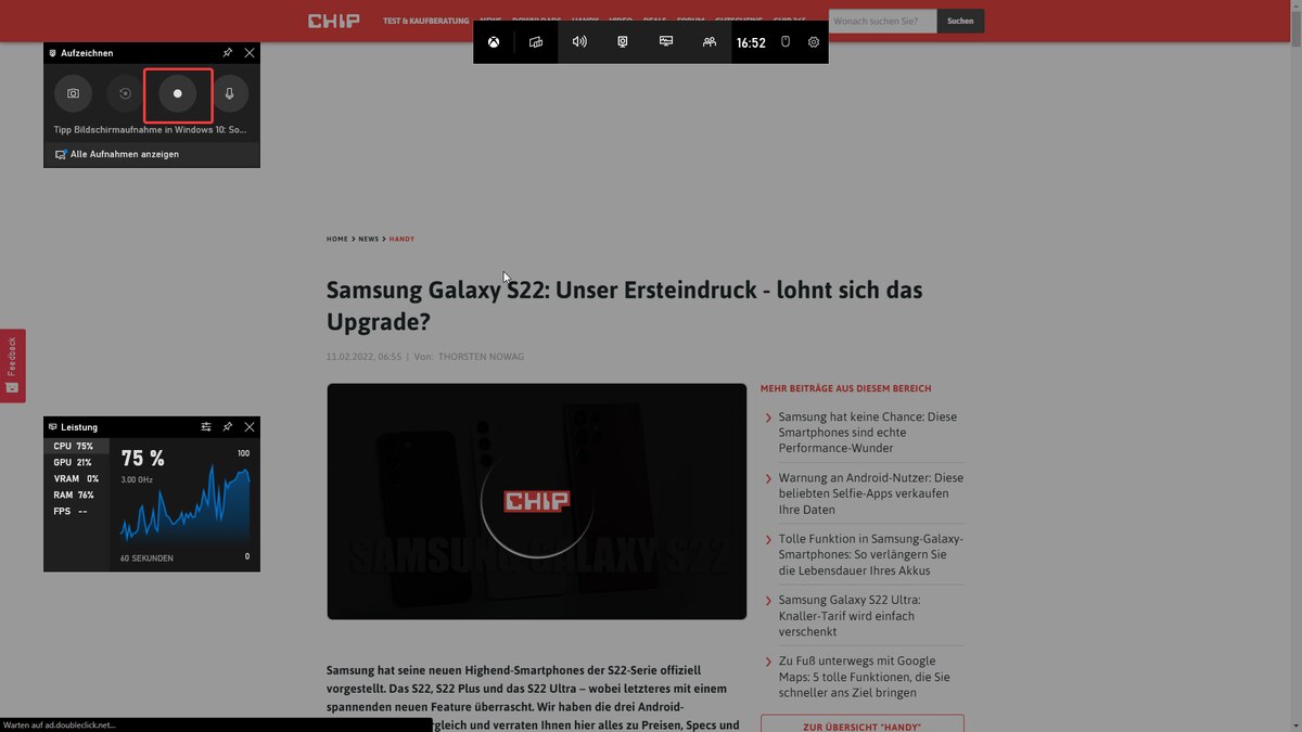 Windows 10 Bildschirm aufnehmen