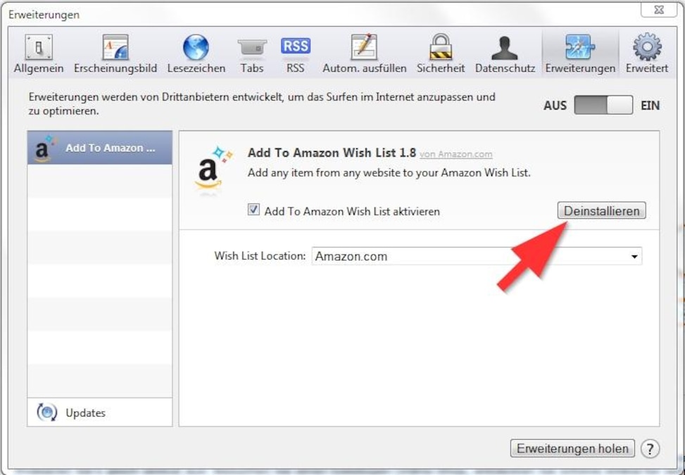 Addon aus Safari löschen