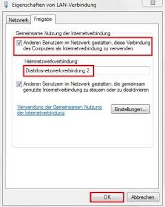 Aktive Internetverbindung teilen