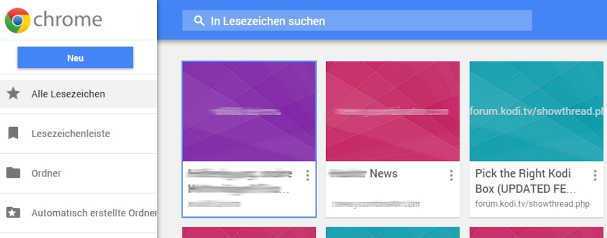 Chrome: Neue Kachel-Optik