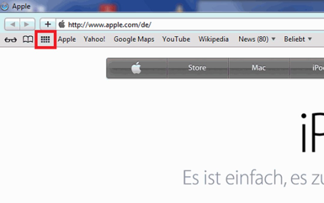 safari verlauf anzeigen tablet Der Button für