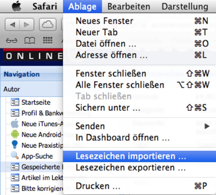 chrome lesezeichen safari importieren Safari: Lesezeichen importieren