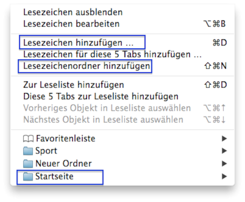 Safari: Mehrere Startseiten