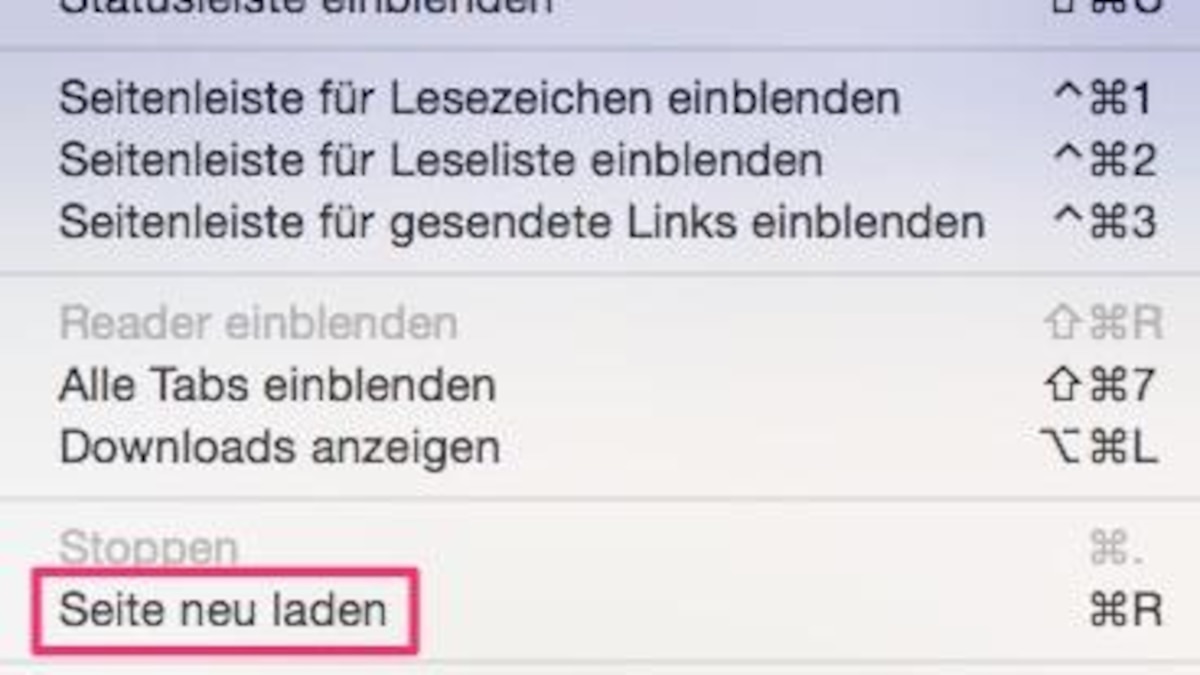 Safari: Seite neu laden