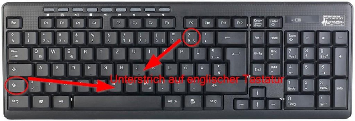 Unterstrich auf englischer Tastatur