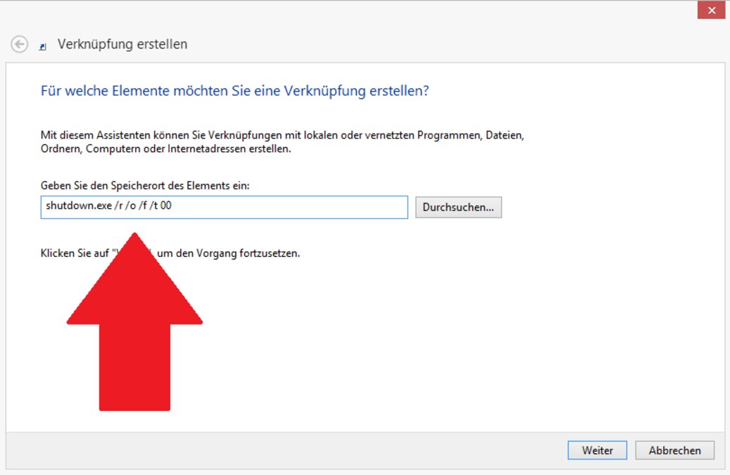 Verknüpfung für abgesicherten Modus (Bild: Screenshot)
