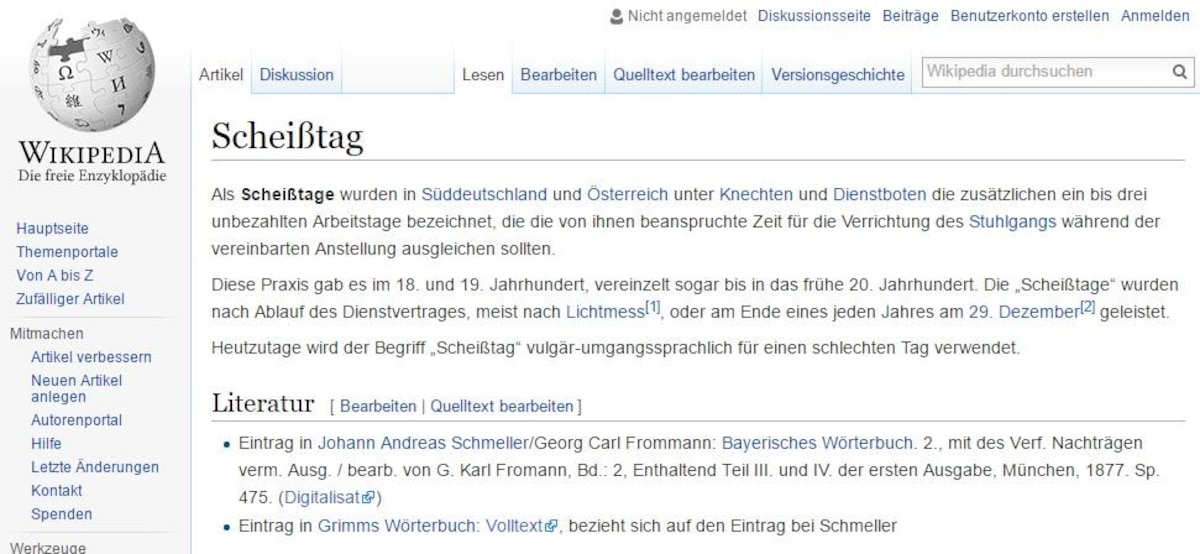 Wikipedia: Scheißtag