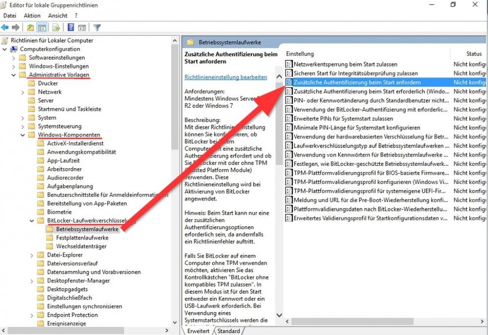 Windows 10: Festplatte ohne TMP verschlüsseln